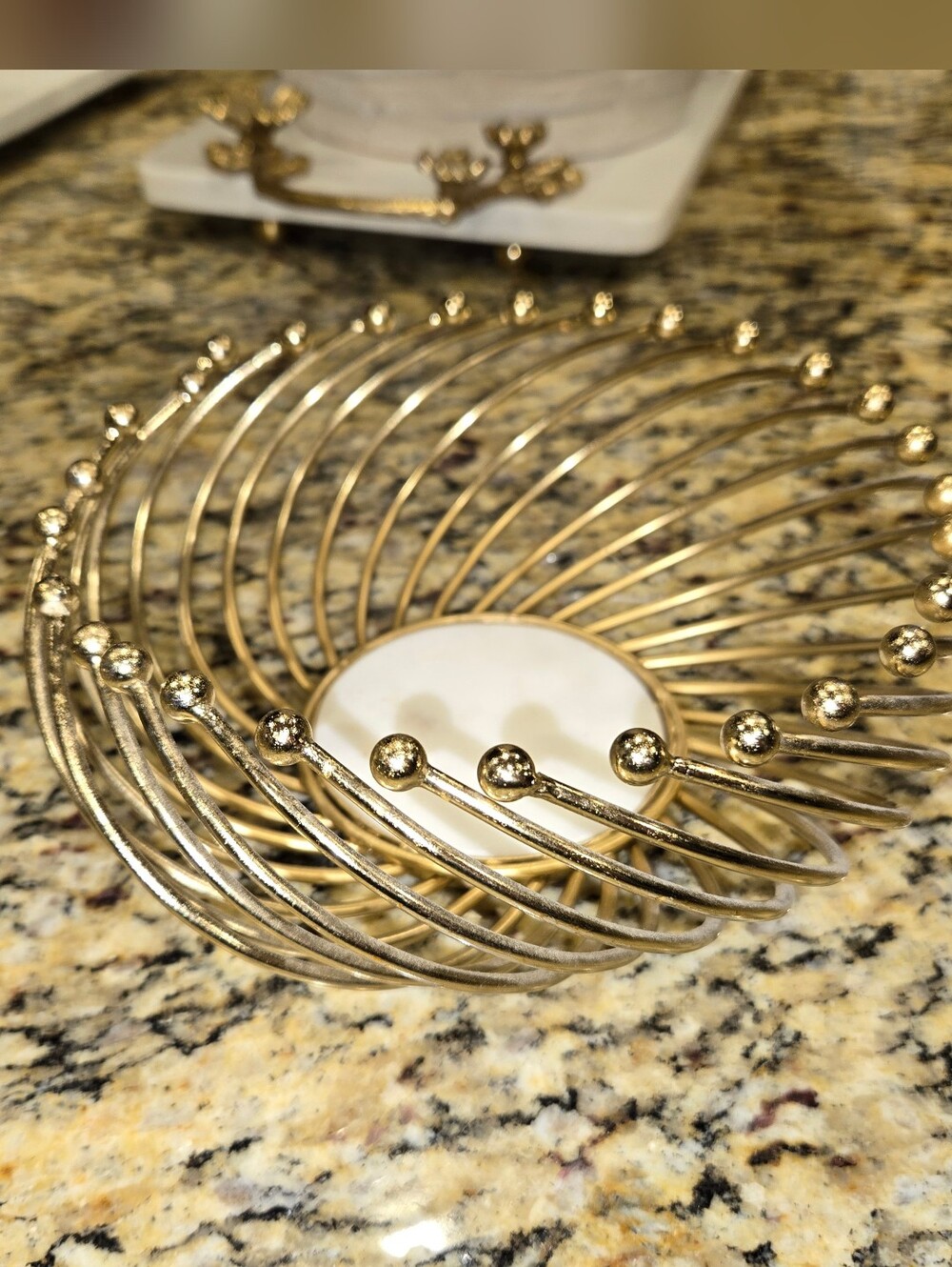 Inspire Me Home Decor Decorative Gold Metal Fruit Bowl, Candle Holder Etc